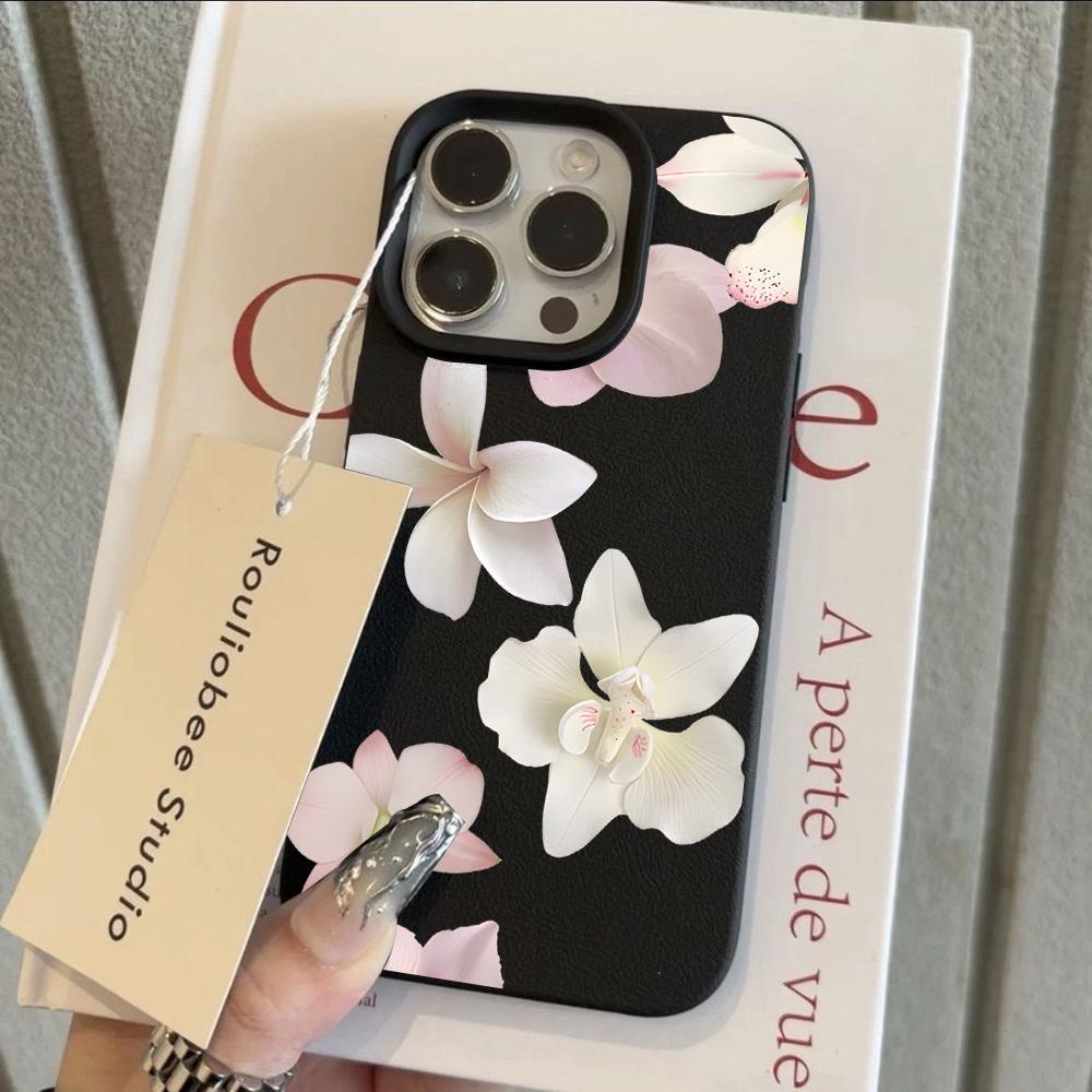 

HOT Luxury Pink Flower Cherry Lichee leather pattern Phone Case For iPhone 17 16e 16 15 14 13 12 11 Air Pro Max Plus X XR XSMax iPhone 15 Plus