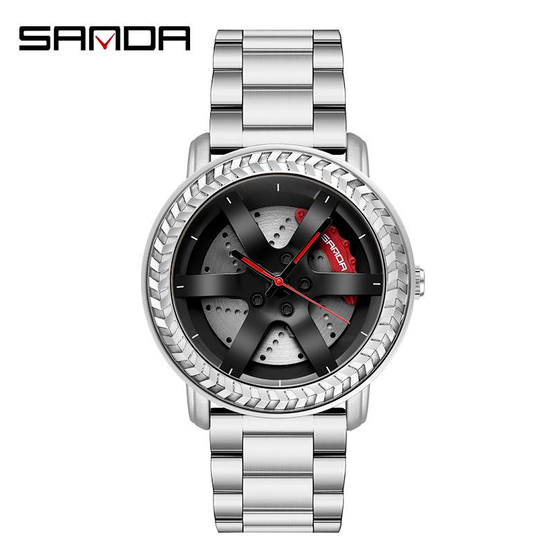 Sanda TEMU Men s Waterproof Quartz Watch with Hollow Dial and Steel Band