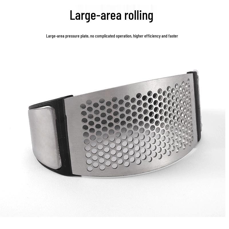 Stainless Steel Garlic Press & Peeler - Manual Ring-shaped Masher & Mincer Tool for Kitchen Use