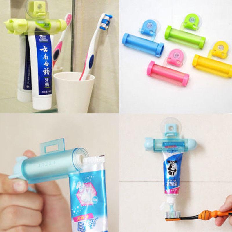 Toothpaste Dispenser Rolling Squeezer Holder Hanging Hook Suction Plastic Tube