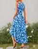 Elastic Waist Sleeveless V-Neck Print Dress - 2025 European & American Women's Fashion Bestseller