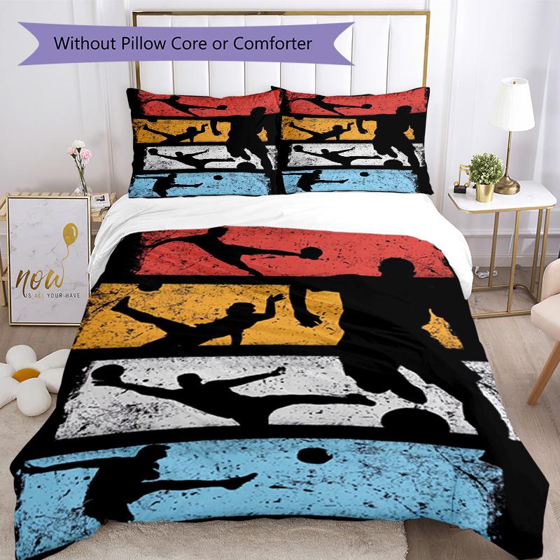 Soccer Bedding Set Breathable Duvet Cover with Pillowcases Decorative Bed Linen for Bedroom Home Decoration Birthday Gift