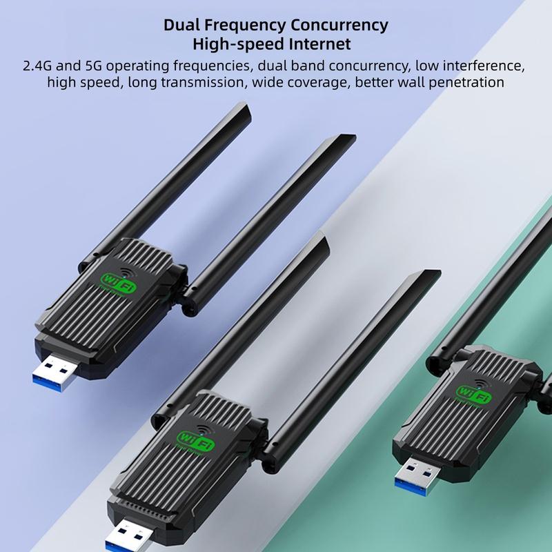 600Mbps USB 2.0 Adaptörü Çift Bant 2.4/5GHz WiFi Kablosuz Şifreleme Dongle Ağ Kartı Windows XP/7/8/8.1/10/11 için Sürücüsüz