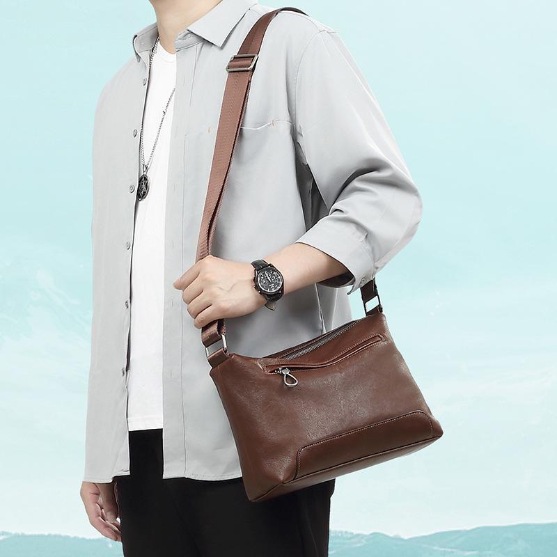 Stylish Men's Genuine Leather Messenger Bag – Casual, Large Capacity Shoulder Bag with Top Layer Cowhide