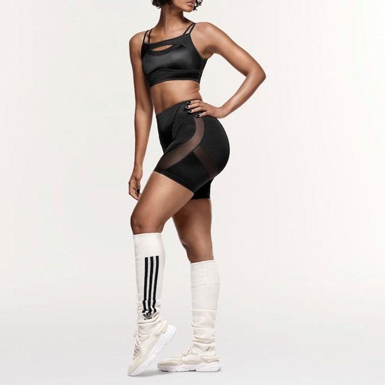 adidas Originals X Ivy Park FW23 U-Back Shiny Mesh Sports Bra Removable Pads Women Black IL9493