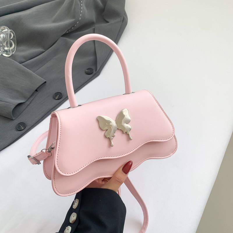 Stylish Small Square Crossbody Bag For Women With Unique Butterfly Design In Black White Pink Green Silver