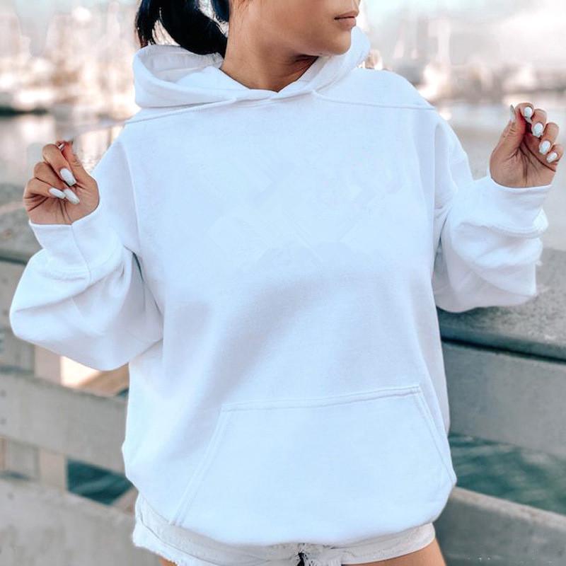 2024 European & American Autumn/Winter Women's Solid Color Loose Hooded Sweatshirt