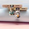 Cute 2D Cat Phone Anti Dust Cap Charge Port Plug For IPhone Type C Dust Protection Stopper Accessorie