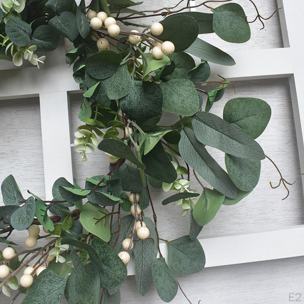 20'' Artificial Eucalyptus Wreath for Front Door Spring Wall with Green Leaves Porch
