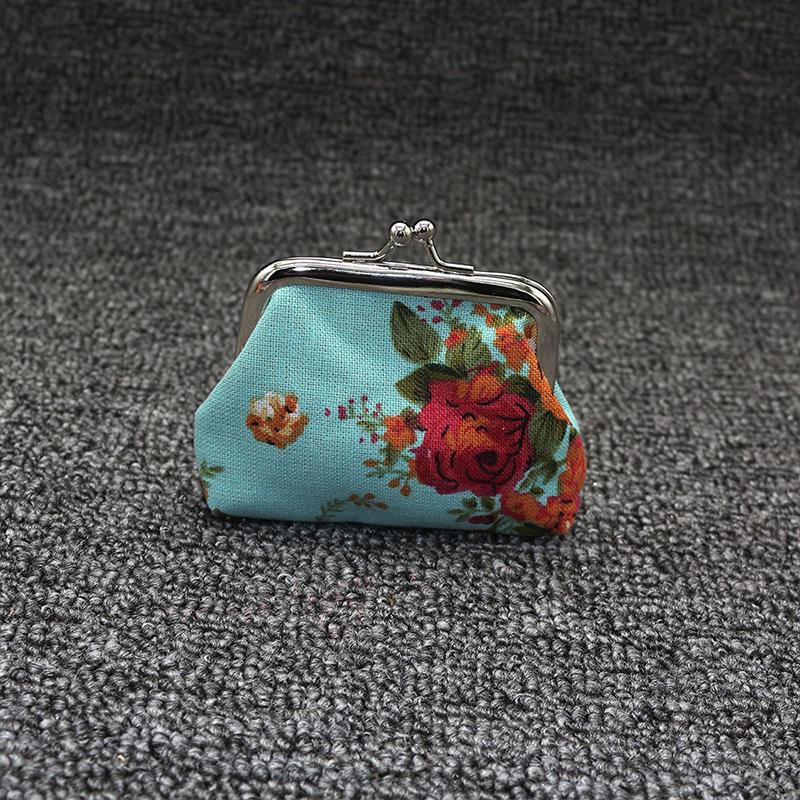 Rose Flower Canvas Coin Purse Cute Flower Print Mini Bag Coin Bag Wallet Girl Little Bag Key Credit Card Holder Pouch