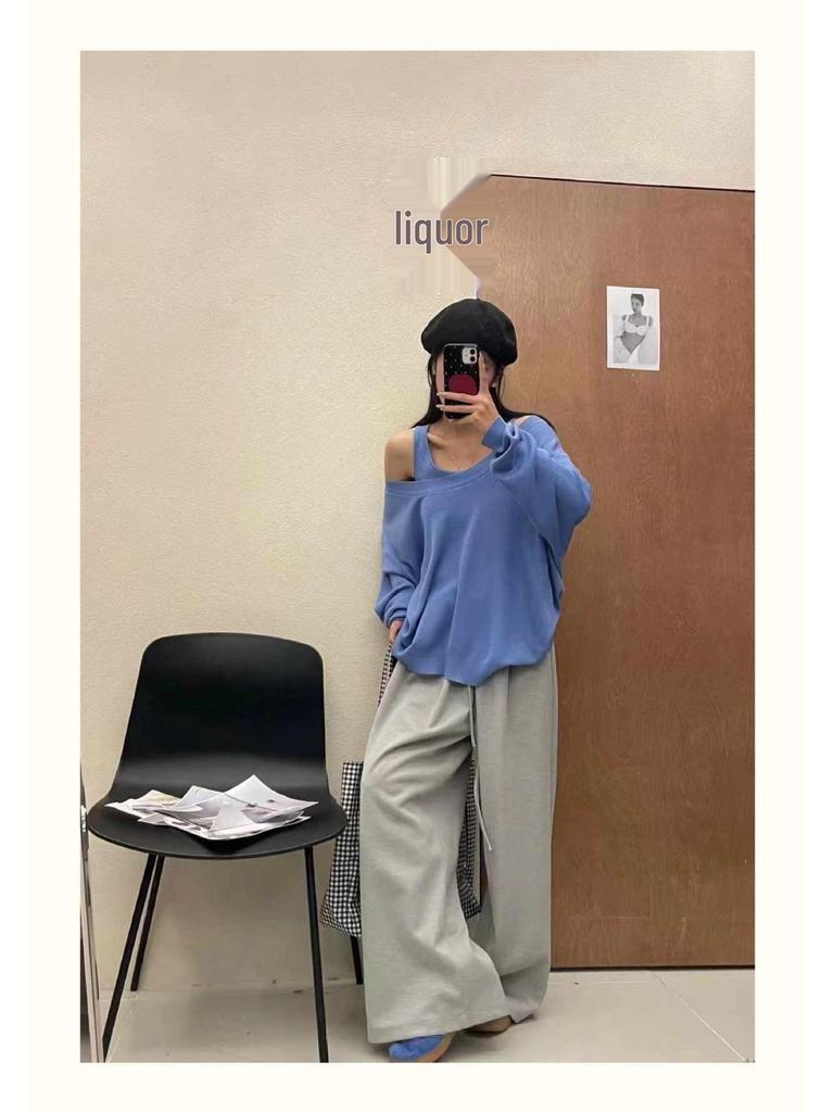 Da7 Women's Korean Style High Waist Wide Leg Casual Pants, Plus Size, Spring Collection