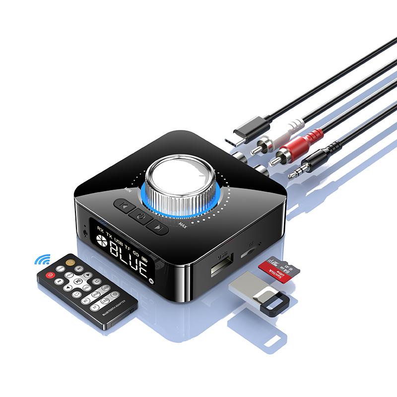 Bluetooth-Empfänger-Sender LED BT 5.0 Stereo AUX 3,5-mm-Buchse RCA Freisprecheinrichtung Anruf TF U-Disk TV Car Kit Drahtloser Audioadapter