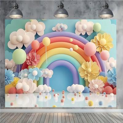 Rainbow Theme Balloon Background Cloth - Multi-Purpose Party Decor for Living Room Photography
