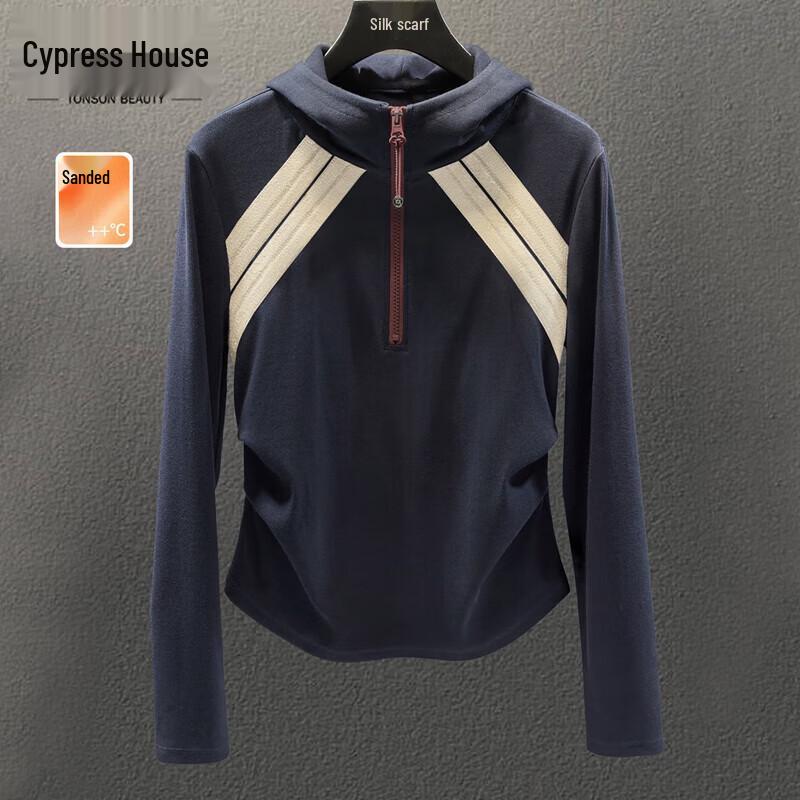 

Women s Winter Hooded Half-Zip Color-Block Knit Top S