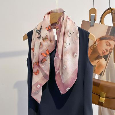 Damen Schmetterlingsdruck Quadratischer Schal Mode Retro Bandanas Leichtgewichtiger Fleck Halstuch Stirnband