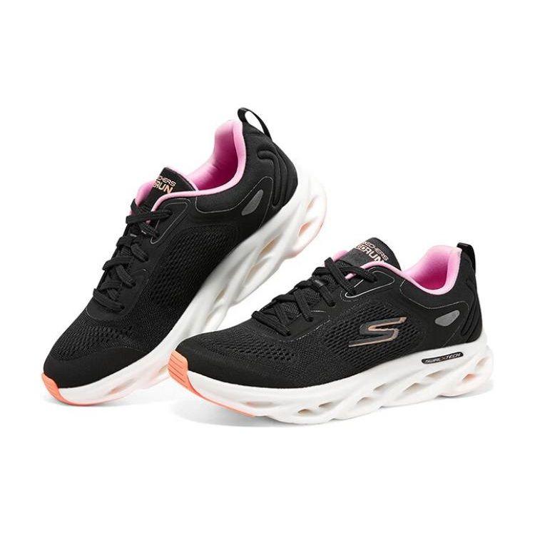 Skechers Go Run Max Air Cushion Shoes Comfortable Versatile Low Top Running Shoes Women sneaker Black White Pink 129496-BKPK
