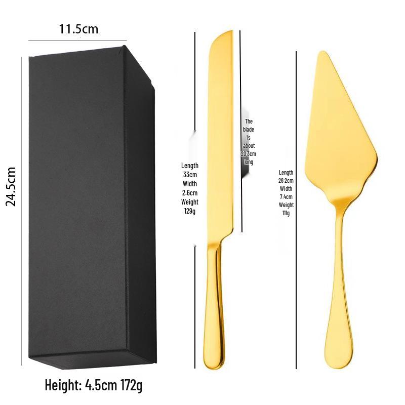 Lotus Pattern Stainless Steel Cake Knife & Spatula Set - 2-Piece for Birthday Cakes & Pizza in Gift Box