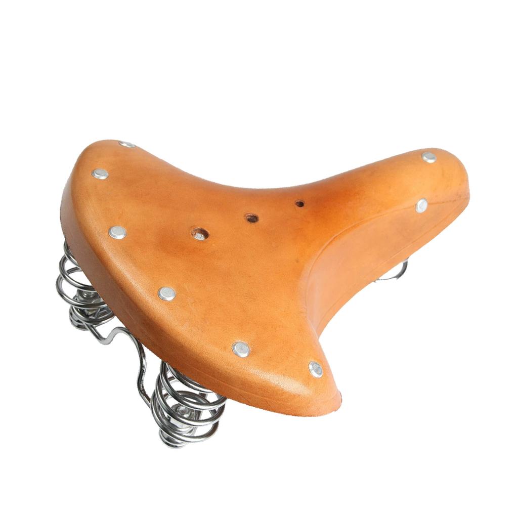 Brown vintage bike saddle Classic cowhide saddle Bike spring seat