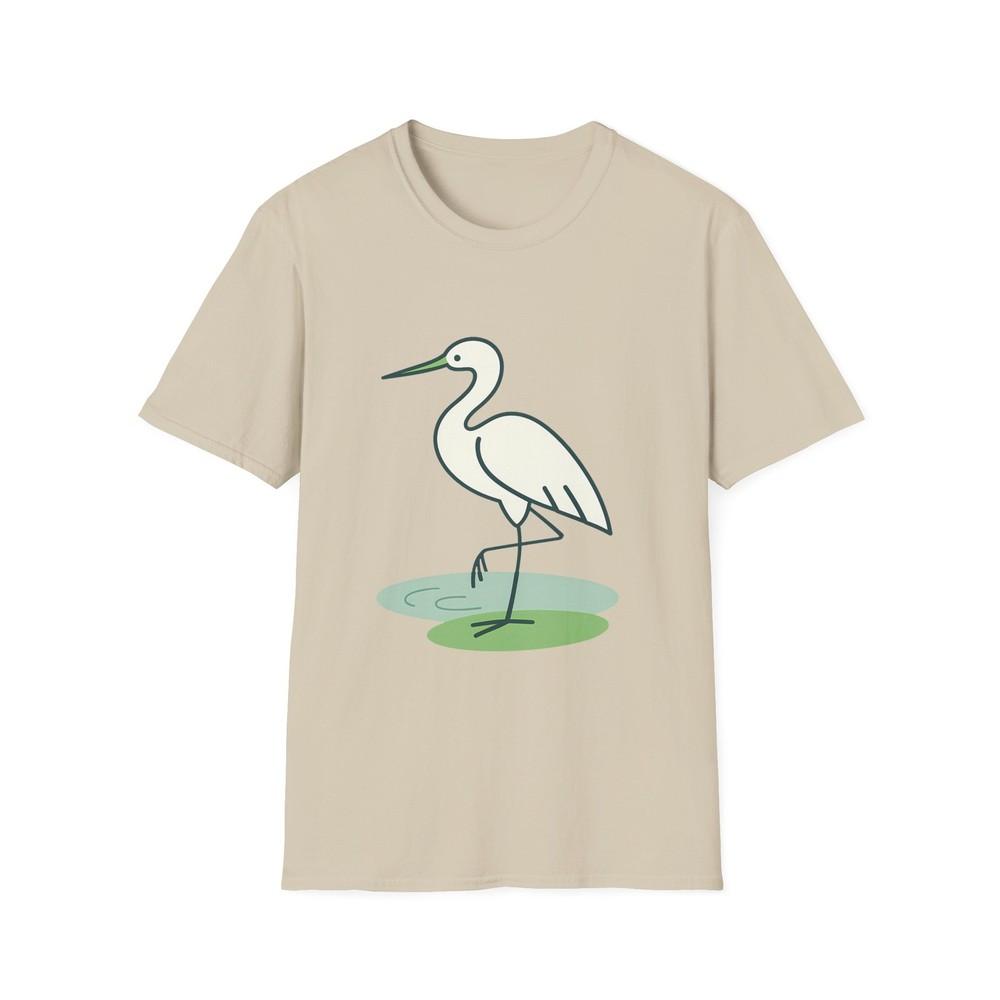 

Unisex Softstyle Minimalist Heron Tee – Wetland Bird, Nature-Inspired Streetwear 4XL