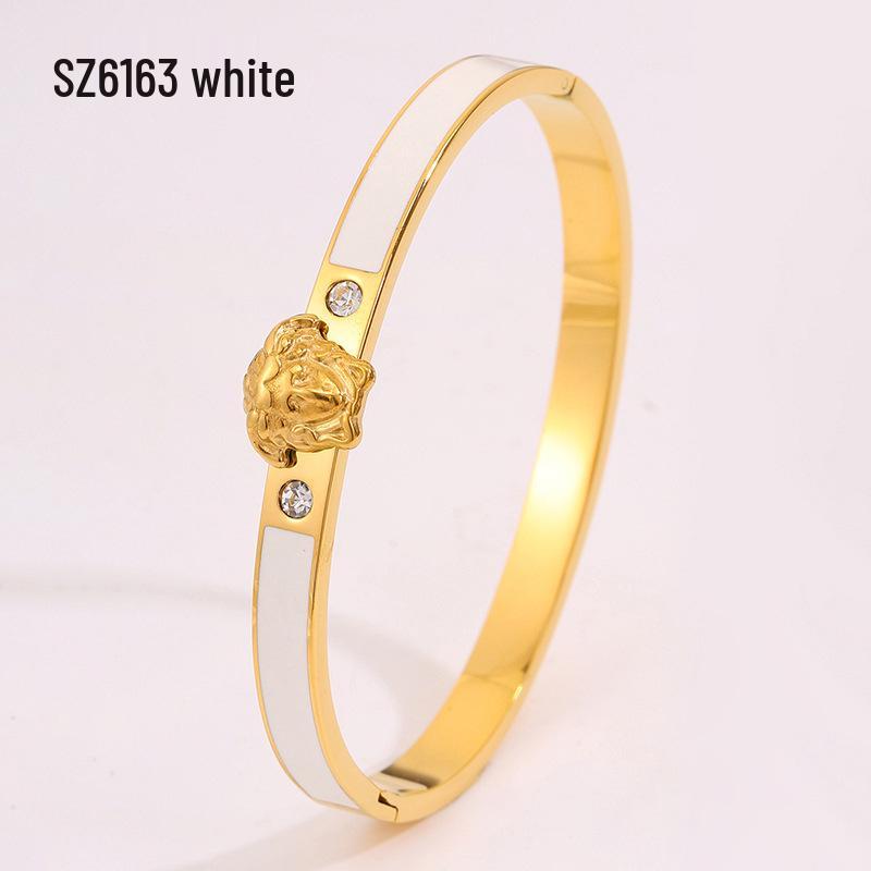 Europejska i Bliskowschodnia Biżuteria Modowa: Damskie Bransoletki ze Stali Nierdzewnej, Wzór Rzymski, Wysadzane Diamentami, ażurowy Wzór.