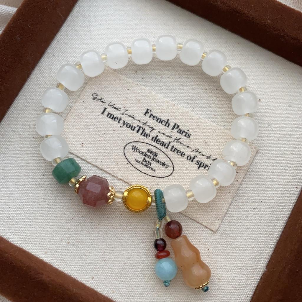 Bracelet Agate Rouge Nanhong, Bracelet Design de Niche, Style National Métaphysique, Fermoir de Sécurité Gourde, Tempérament Élégant, Bracelet, Femmes