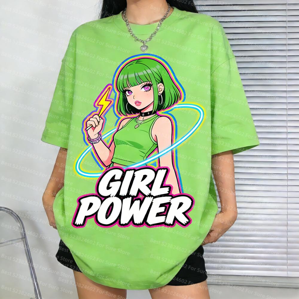 

Clearance Y2K Anime Girl Power Oversized TShirts 6 Colors Harajuku Cute Soft Women Streetwear Limited Stock Women tshirts S