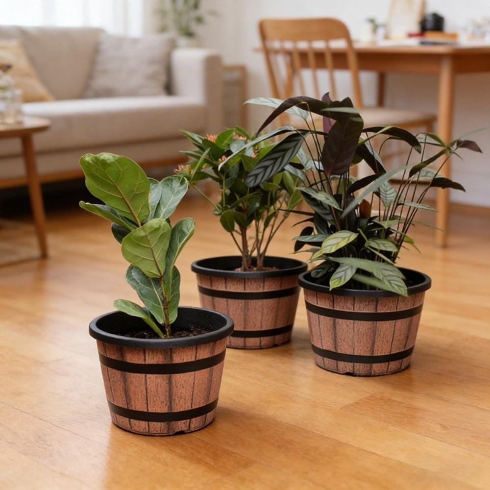 Round Plastic Barrel Flowerpot Thickened Flower Bucket Planter Pot Garden Flower Pot Patio Plant