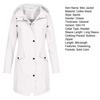 Women Autumn Winter Solid Color Rain Jacket Hooded Long Sleeve Buttons Zipper Placket Pockets Design Windproof Long Coat