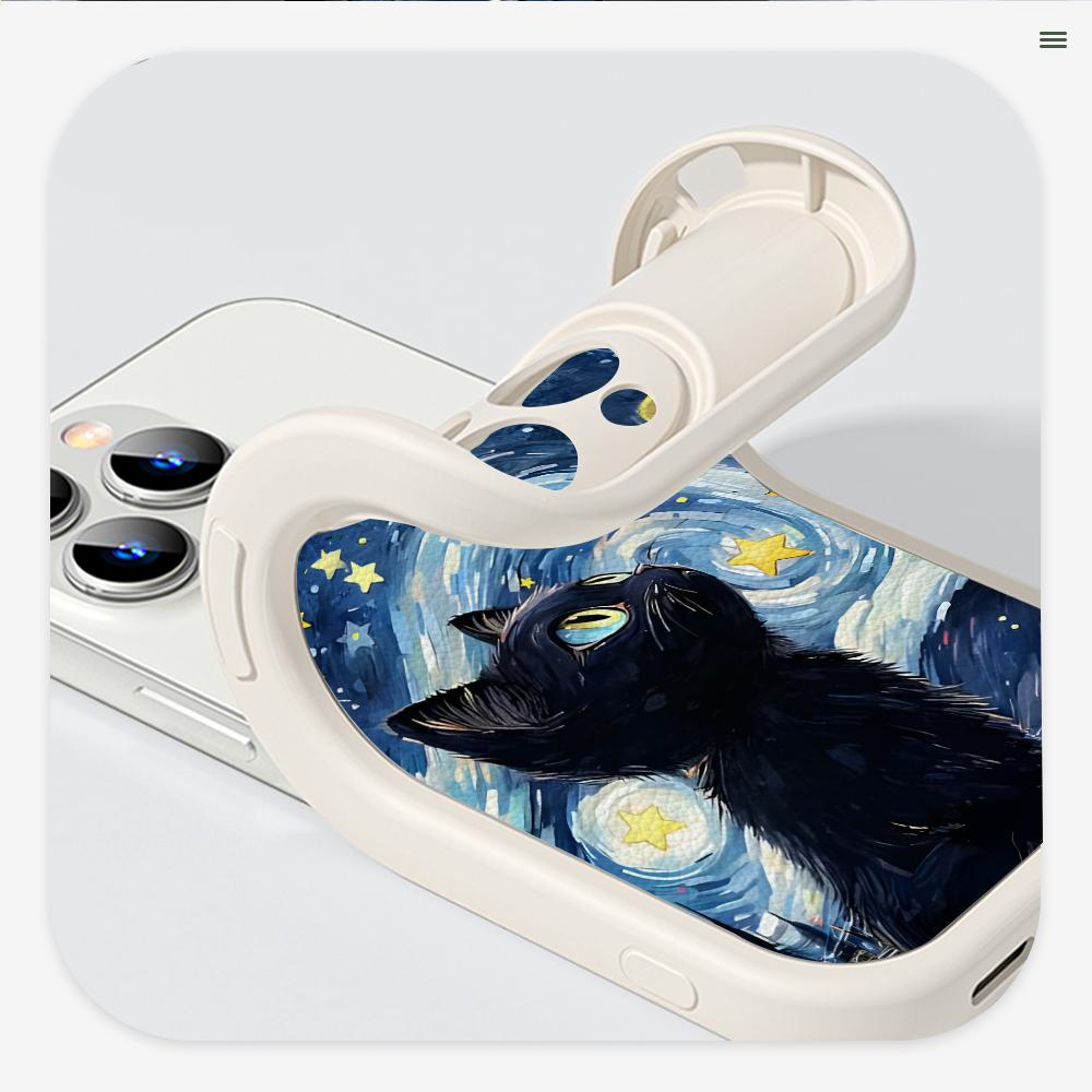 Süße schwarze Katzenmuster-Volllinsenschutz-PU-Leder-Telefonhülle für Samsung S24 S23 S22 S21 Plus Ultra S23 FE Redmi Note 13 12 11 Pro Xiaomi