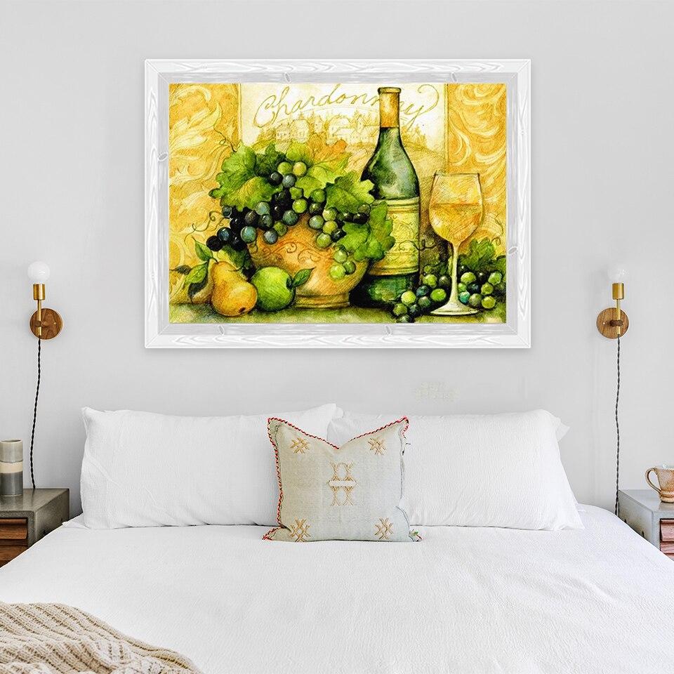 New 5D DIY Diamond Painting Wine Diamond Embroidery Fruit Cross Stitch Full Round Drill Crafts Home Decor Manual Art Gift