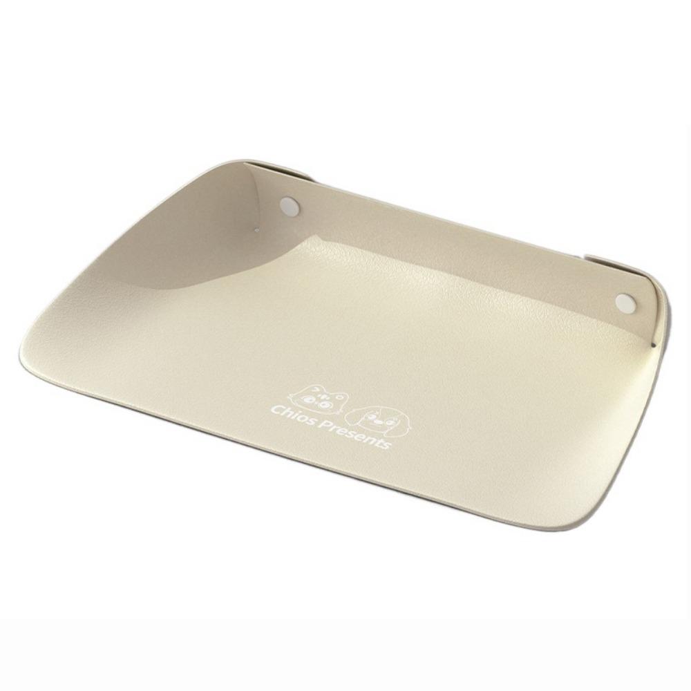 

PU Leather Pet Anti Spill Placemat Creative Pet Feeding Mat Easy To Clean Cat Bowl Mat Puppy бежевый