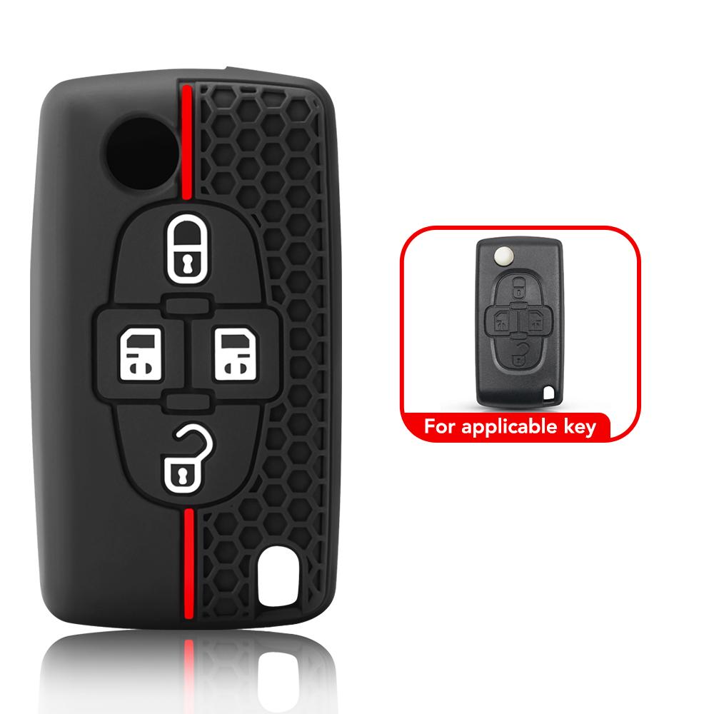 

4 кнопки силиконовый чехол для дистанционного ключа автомобиля для Peugeot 207 307 308 407 607 807 для Citroen C2 C3 C4 C5 C6 складной чехол для ключа чёрный