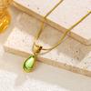 French Translucent Green Water Droplet Blue Ocean Necklace Collarbone Chain Snake Bone Fashionable Personality Titanium Steel Gold-plated Necklace