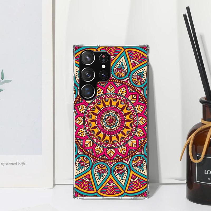 Totem Mandala Colorful Flower Phone Case For Samsung Galaxy Note 20 Ultra 10 Plus 9 8 M11 M12 M21 M30S M32 M51 M52 J4 J6 + J8 Ar