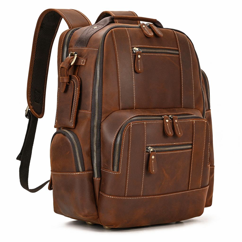 Vintage fashion genuine leather men travel bag luxury backpack computer bagpack designer shoulder bag for male multifunction bag