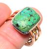 Natural Tibetan Turquoise Two Tone 925 Sterling Silver Jewelry Ring S.10.5 Q3s07