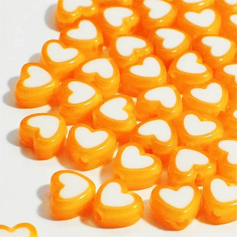 New 50pcs/lot 8x4mm Love Acrylic Bead Loose Spacer Beads for Jewelry Making DIY Handmade Clothing Accessories