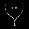 Yousheng 2Pcs/Set Conjunto de joias Design de gota d'água Colar de strass brilhante Conjunto de brincos pendurados Conjunto de colar e brincos brilhantes luxuosos