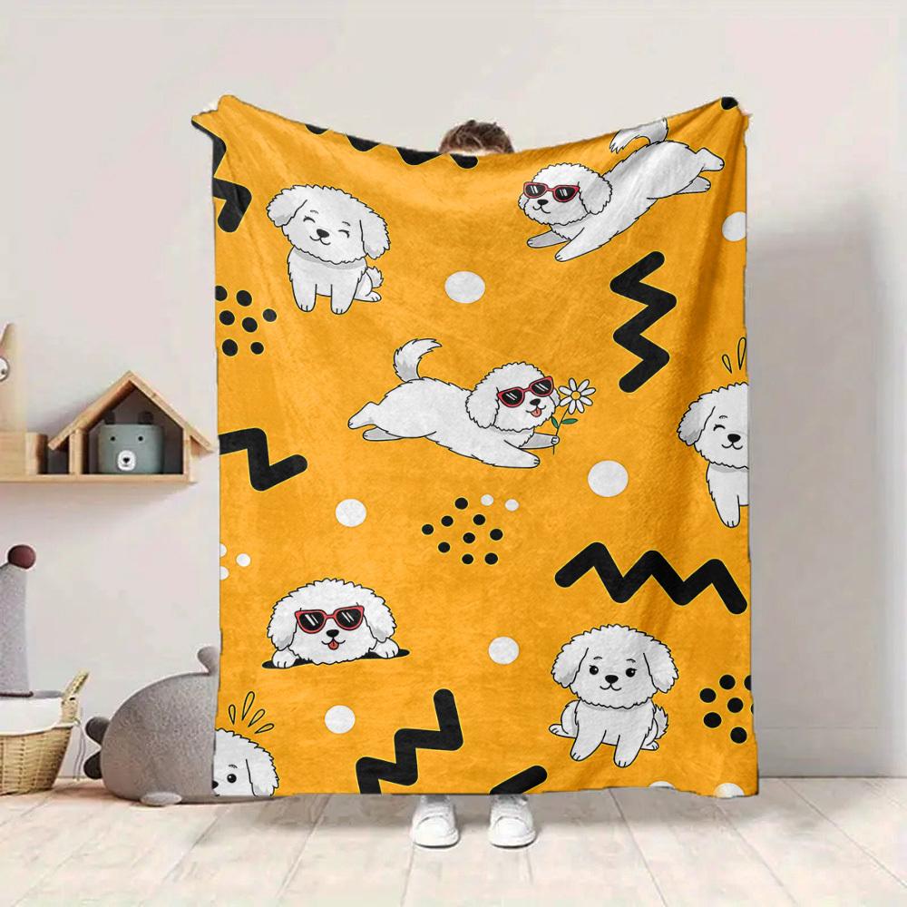 1pc Puppy Playful Blanket, Lightweight Flannel Throw Blanket for Sofa, Bed, Travel, Camping, Living Room, Office, Couch, Chair, and Bed