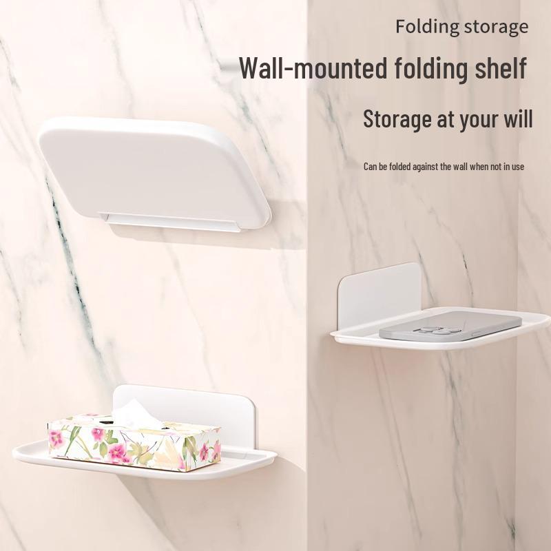 Foldable Wall-Mounted Phone Storage Shelf for Bathroom or Bedside