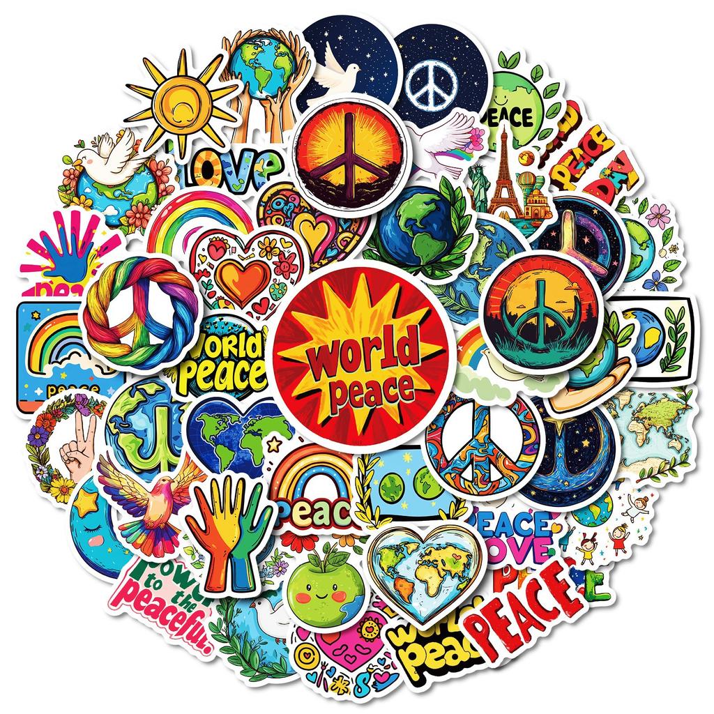 50 Series Stickers for Defending The Earth Peace Series PP Material Waterproof Decorative Stickers DIY Water Cup Mobile Phone Case Decoration