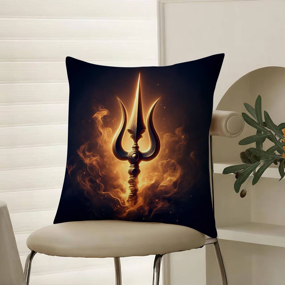 Shiva Classical Design Print Pillow Case Comfort Sofa Bed Silky Elegant Invisible Zipper Decorative Cushion Cover