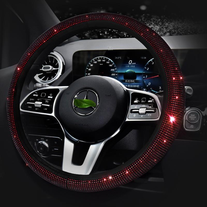 Universal Crystal Rhinestone Steering Wheel Cover Cars - Full Drill Design All-Season Use Sporty Style Fits 38cm Diameter