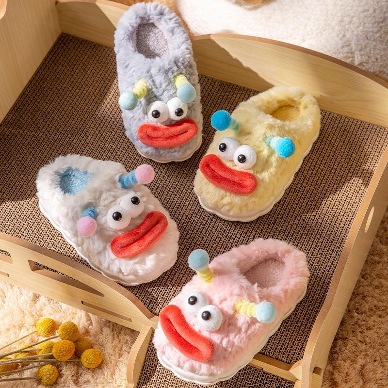 Kinder Baumwollpantoffeln Winter Baby Fleece warm Cartoon niedlich Taschenkopf Plüschpantoffeln Mädchen