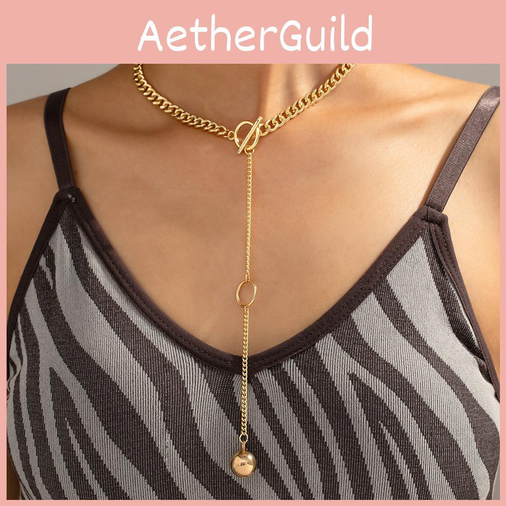 Stunning Alloy Pendant Long Chain Necklace With Minimalist Street Style Appeal