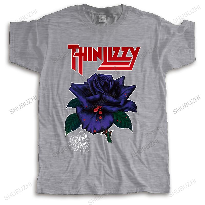 Men crew neck tshirt cotton brand teeshirt black Thin Lizzy Black Rose male summer tshirt loose style cool teeshirt plus size