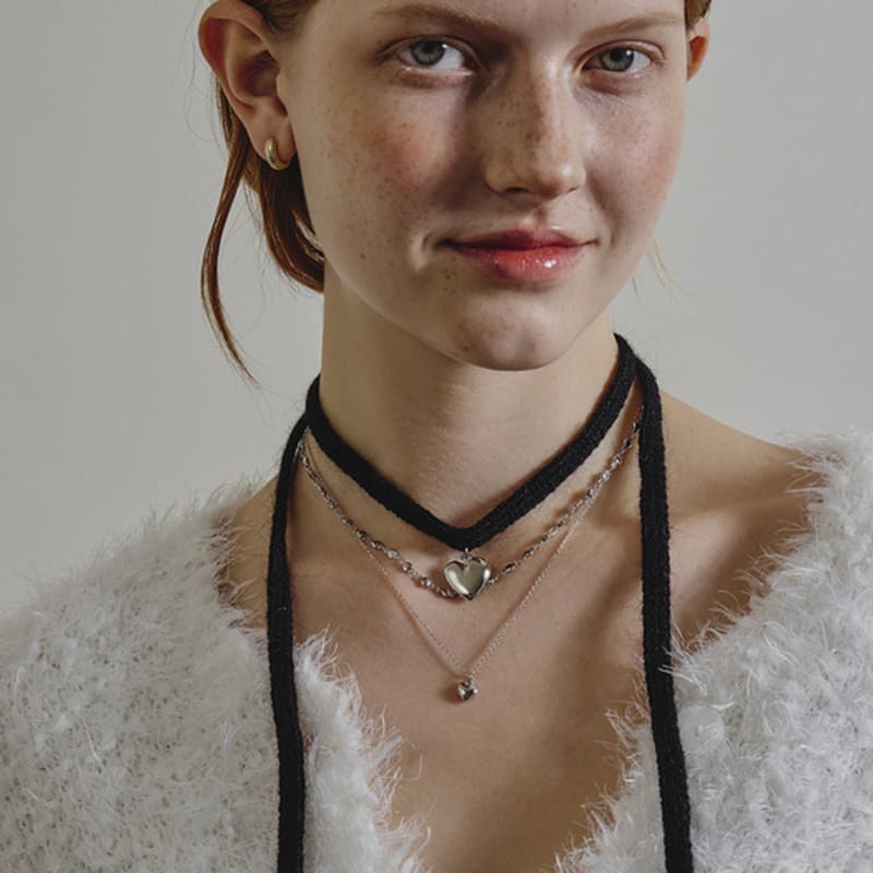 eenie beenie angora soft heart tie necklace