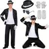 Michael Jackson Cosplay Pánské 80. léta Retro Flitrové Taneční MJ Kostýmy Výkonnostní Oblečení S Kloboukem Slunečními Brýlemi A Rukavicemi Na Halloween