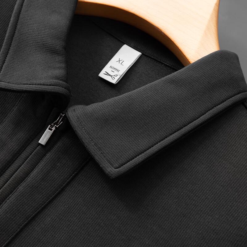 Dibenze Men's Plus Size Fall Half-Zip Polo Sweatshirt