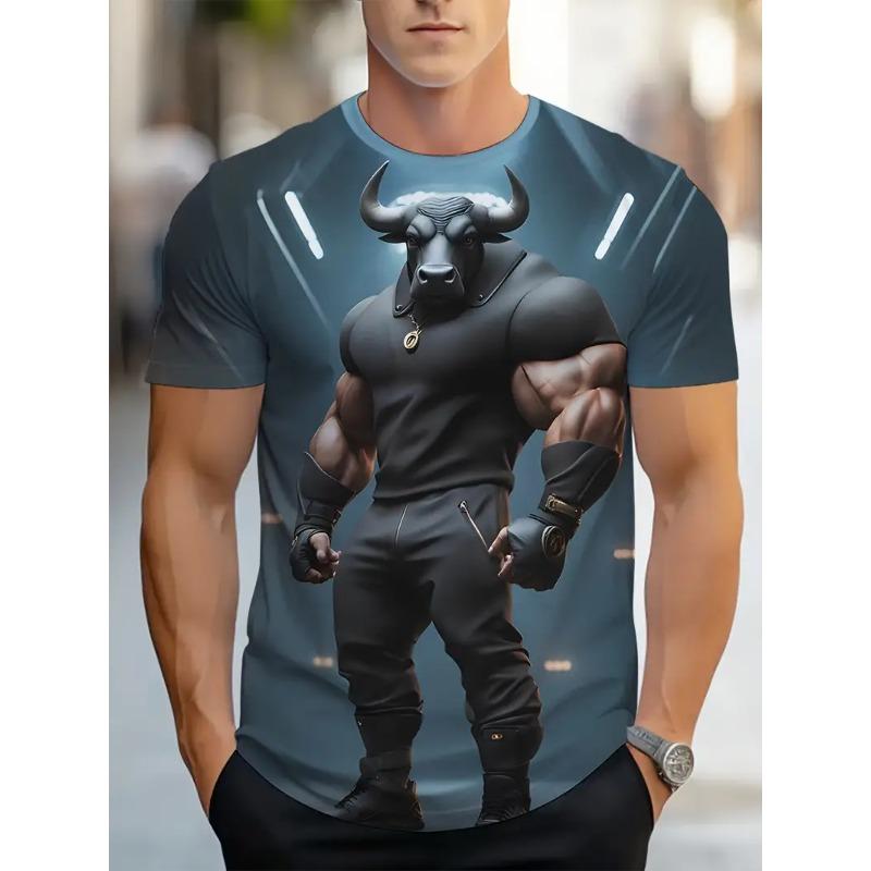 

Men s Cow Print T-shirt Sports Short Sleeved Crew Neck T-shirt for Summer Outdoor Fitness Workout Men s Clothing XS